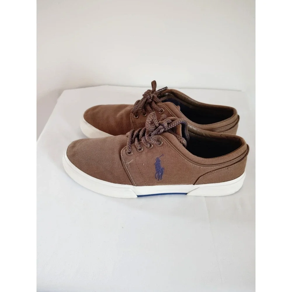 Polo Ralph Lauren Men 7.5D Brown Faxon Low-Top Old Money Preppy Resort Sneakers